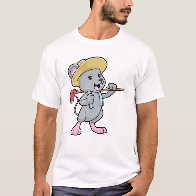 T-shirt Souris en fermier avec Ax et Casquette (Devant)