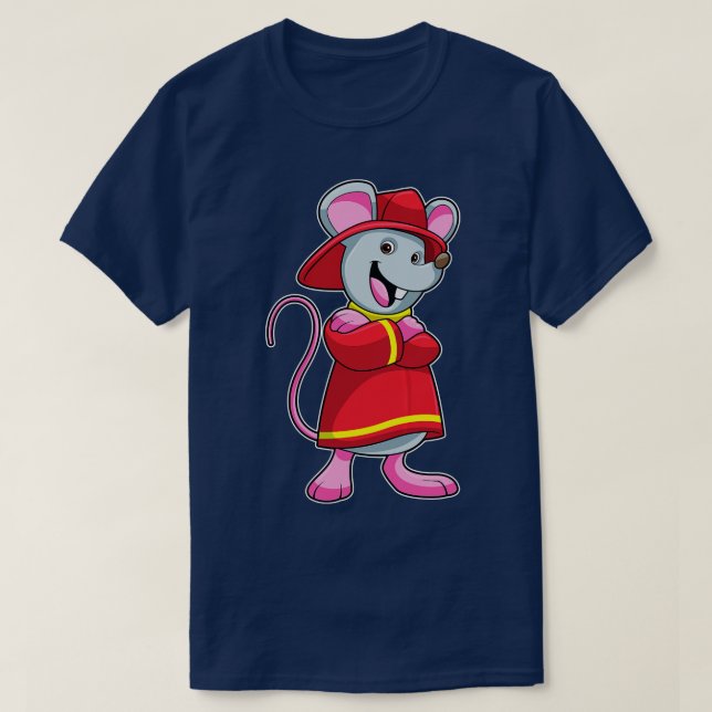 T-shirt Souris en pompier avec casque (Design devant)