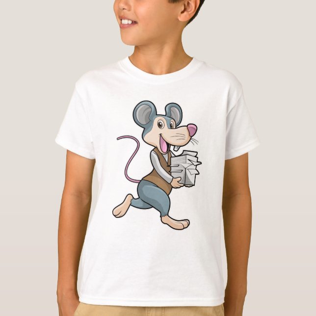 T-shirt Souris en tant que secrétaire avec papier (Devant)