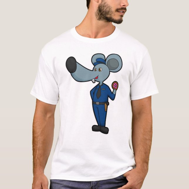 T-shirt Souris en tant qu'officier de police avec Donut (Devant)