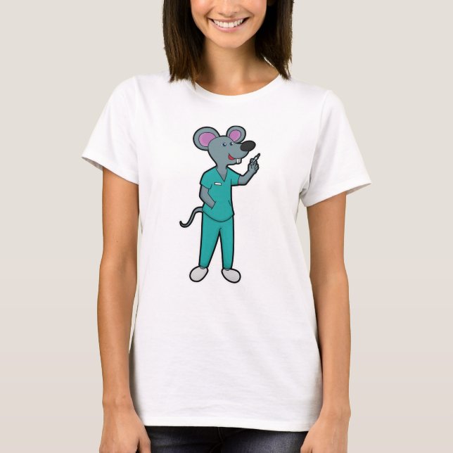T-shirt Souris infirmière à la vaccination avec seringue (Devant)