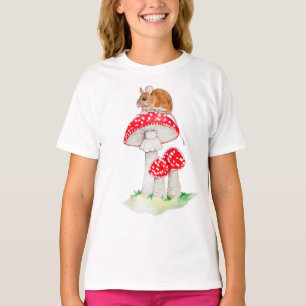 T-shirt Souris mignonne à la mouche aquarelle agarique