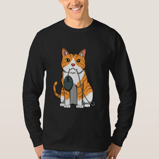 T-shirt Souris Ordinateur Avec Chat Kitten Feline Gamer Je (Devant)