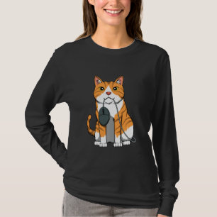 T-shirt Souris Ordinateur Avec Chat Kitten Feline Gamer Je