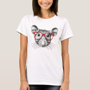 T-shirt Souris portant des lunettes, souris amateurs T-shi