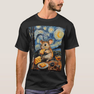 T-shirt Souris Rat Van Gogh Style Nuit Étoilée