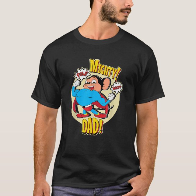 T-shirt Souris super-héros papa puissant Pow Boom papa pèr (Devant)