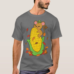 T-shirt Souris Tombant Feuilles Dans Le Maïs D'Automne
