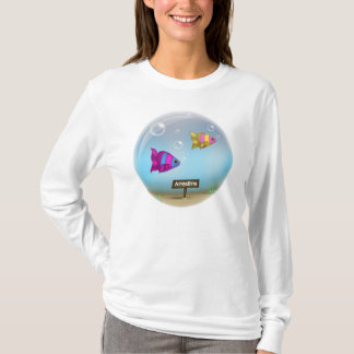 T-shirt Sous la conception du bol de poisson de mer - Long