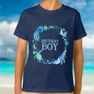 T-shirt Sous la mer Anniversaire Boy Aquarelle Océan