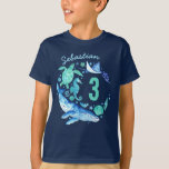T-shirt Sous la mer Birthday Boy<br><div class="desc">Un design pour une fête sous la mer pour votre garçon d'anniversaire avec des créatures marines peintes à la main comme une baleine,  des tortues,  des méduses et des chevaux de mer! Voir l'ensemble de la collection de fêtes de correspondance.</div>