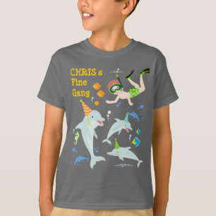 T-shirt Sous la mer dauphins et fête d'anniversaire garçon