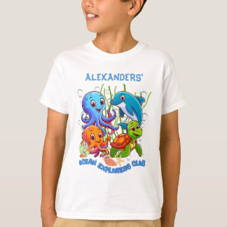 T-shirt Sous la mer, mignon dauphin tortueux pieuvre