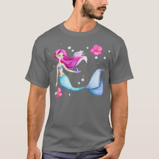 T-shirt Sous l'aquarelle de sirène de mer