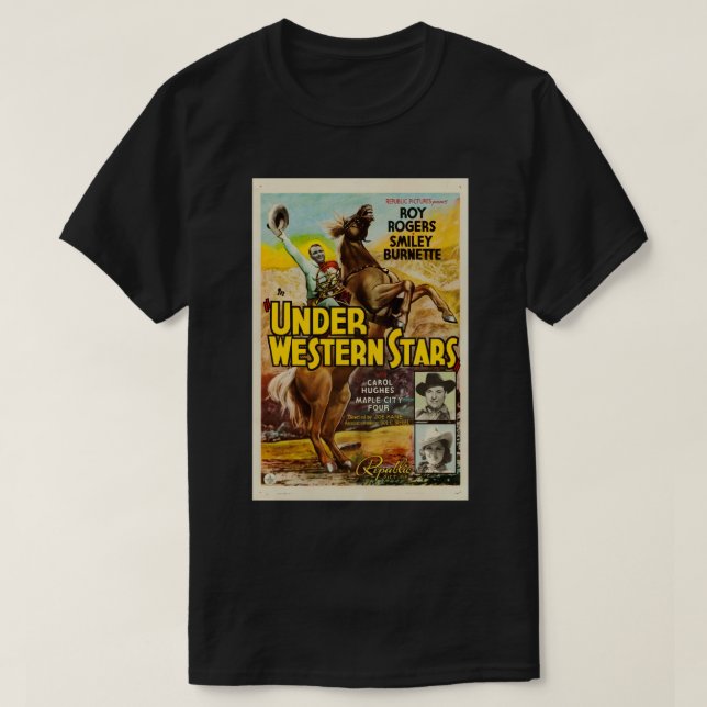 T-shirt Sous les étoiles occidentales Poster de Cowboy T-s (Design devant)
