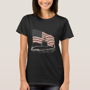T-shirt Sous-marin Drapeau États-Unis Vétéran 4 Juillet