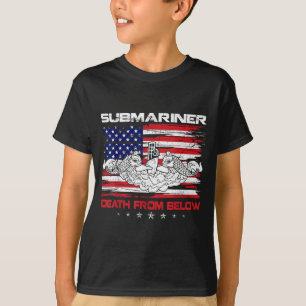 T-shirt Sous-marinier patriotique Mort d'en bas Drapeau US