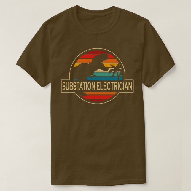 T-shirt Sous-station Electricien Dinosaur (Design devant)