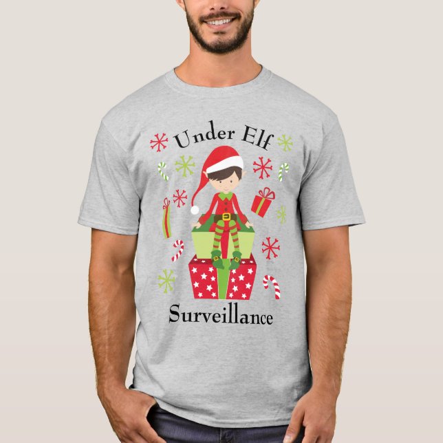 T-shirt Sous surveillance des elfes Noël (Devant)