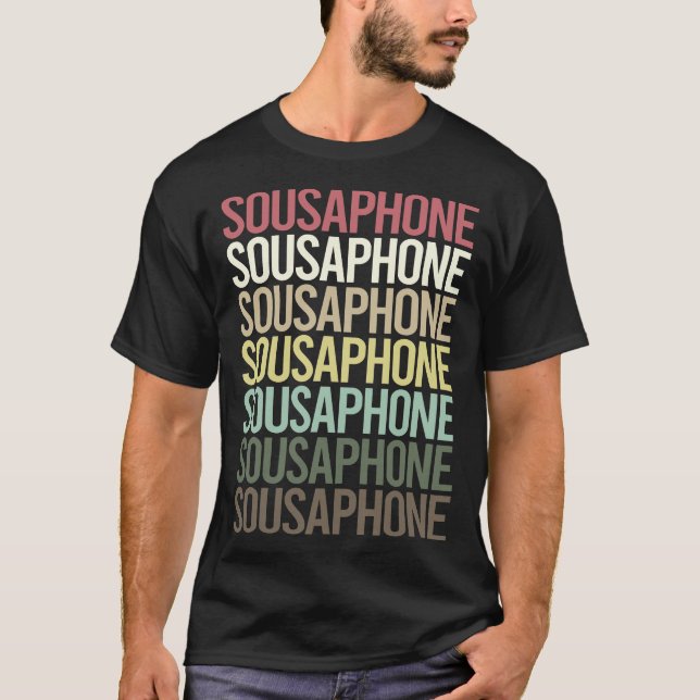 T-shirt Sousaphone de texte coloré (Devant)