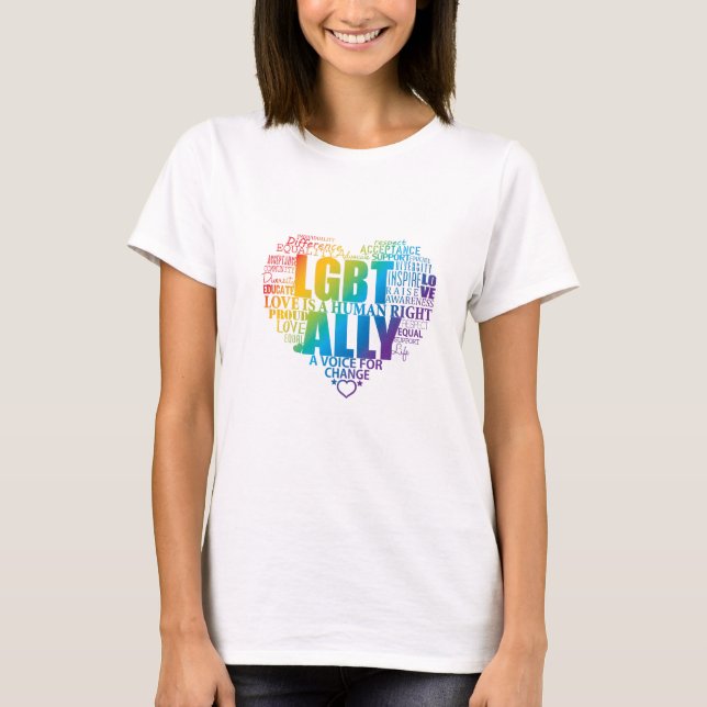 T-shirt Soutenez et soyez un allié à la communauté de LGBT (Devant)