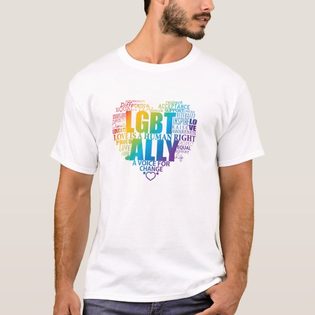 T-shirt Soutenez et soyez un allié à la communauté de LGBT (Devant)