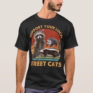 T-shirt Soutenez les chats de rue locaux Raton laveur, Mou