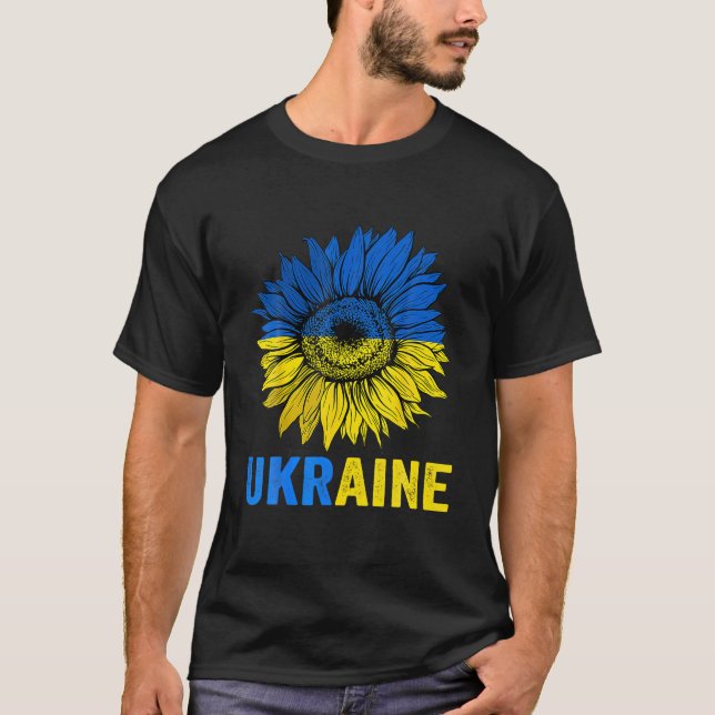 T-shirt Soutenez l'Ukraine avec le drapeau ukrainien (Devant)