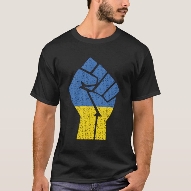 T-shirt Soutenez l'Ukraine avec le drapeau ukrainien (Devant)