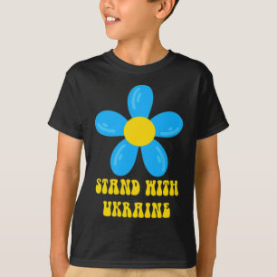 T-shirt Soutenez l'Ukraine Fleur Bleue et Jaune Solidarité