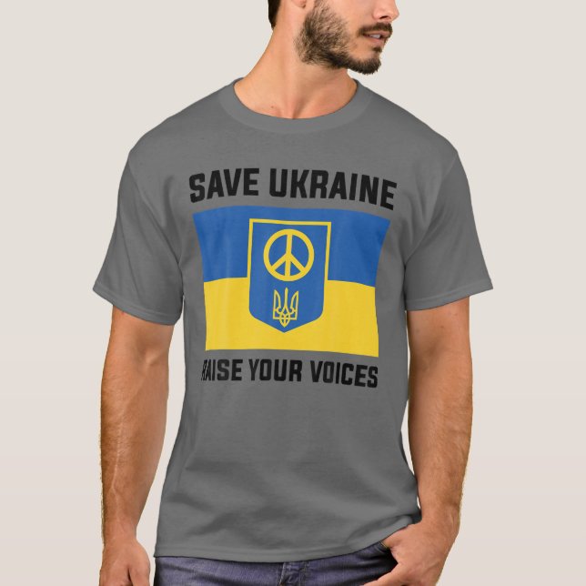 T-shirt Soutenez l'Ukraine Sauvez l'Ukraine Élevez vos voi (Devant)
