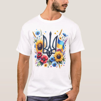 T-shirt Soutenez l'Ukraine Trident ukrainien Tryzub Patrio