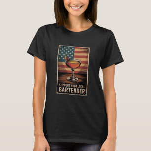 T-shirt Soutenez Votre Barman Local Tee Drapeau Américain