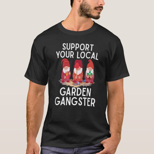 T-shirt Soutenez votre jardin Gangster Garden Gnomes L (Devant)