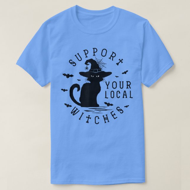 T-shirt Soutenez votre tenue fantôme Chat de sorcières loc (Design devant)