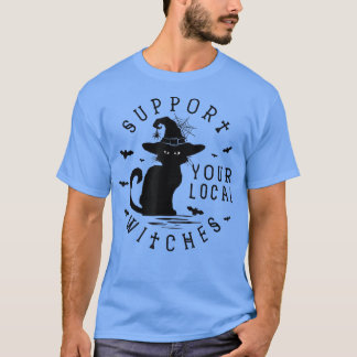 T-shirt Soutenez votre tenue fantôme Chat de sorcières loc