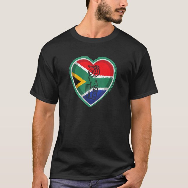 T-shirt South Africa Cricket South African Flag heart (Devant)