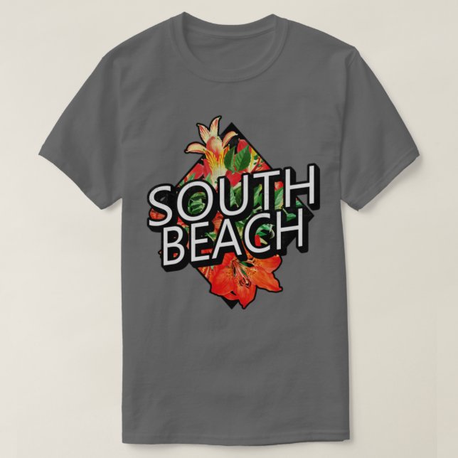 T-shirt South Beach Miami Floride Fleurs tropicales Voyage (Design devant)