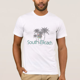 T-shirt South Beach Miami Grey Palms and Sun