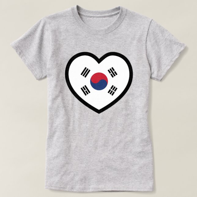 T-shirt South Korea Flag Heart (Design devant)