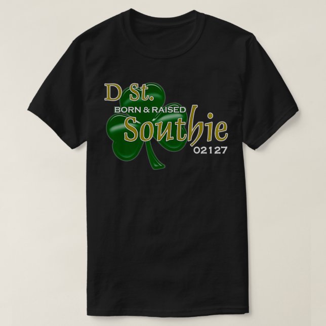 T-shirt Southie D Street Née et élevée 02127 Premium (Design devant)