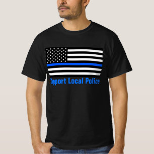 T-shirt Soutien à la ligne bleue mince de la police local