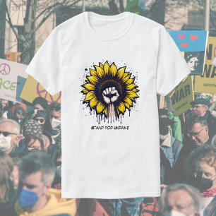 T-shirt Soutien customisé pour Ukraine Tournesol & Poing