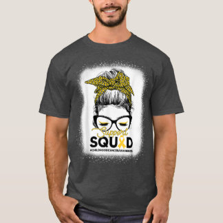 T-shirt Soutien de l'équipe Leopard Messy Bun Cancer de l'