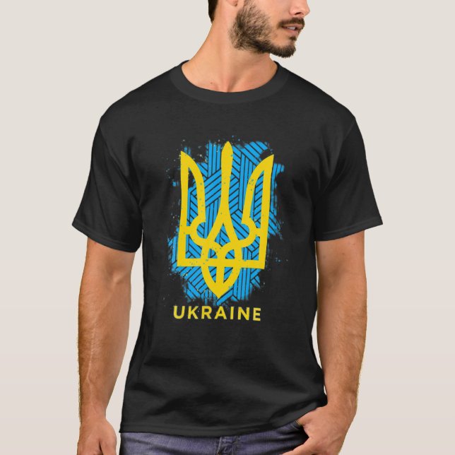 T-shirt Soutien Du Drapeau Ukrainien Je Me Tiens Avec Le M (Devant)