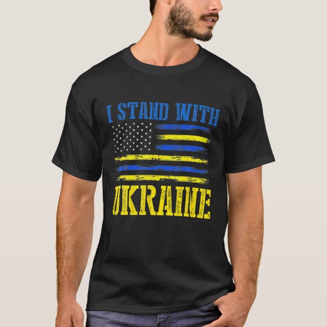 T-shirt Soutien Je Me Tiens Avec L'Ukraine Américain Ukrai (Devant)