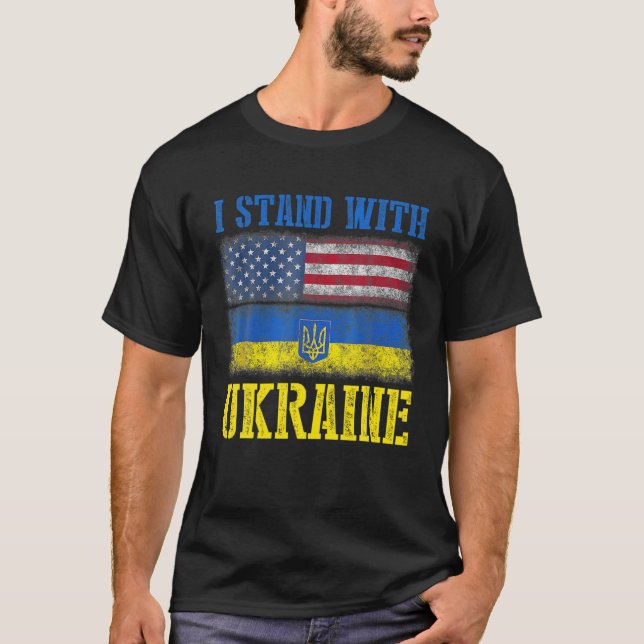 T-shirt Soutien Je Me Tiens Avec L'Ukraine Américain Ukrai (Devant)