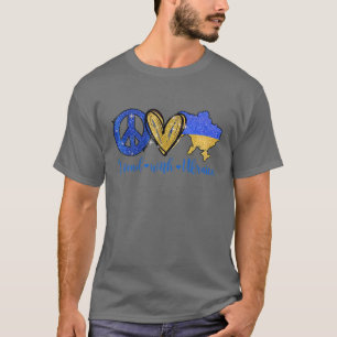 T-shirt Soutien Je Me Tiens Avec L'Ukraine Paix Amour Ukra
