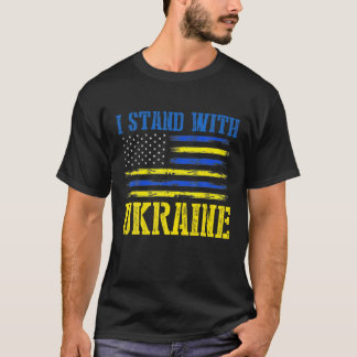 T-shirt Soutien Je suis avec l'Ukraine Drapeau américain u