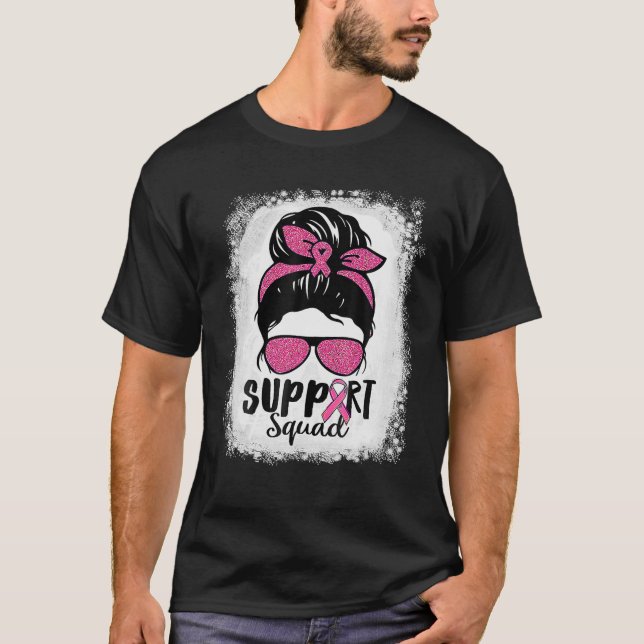 T-shirt Soutien Squad Messy Bun Cancer du Sein Femmes Blea (Devant)